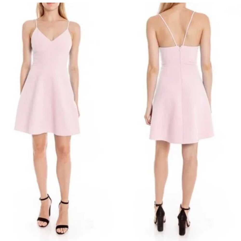 Likely Pale Pink Austin V-Neck Spaghetti Strap Skater Dress 8